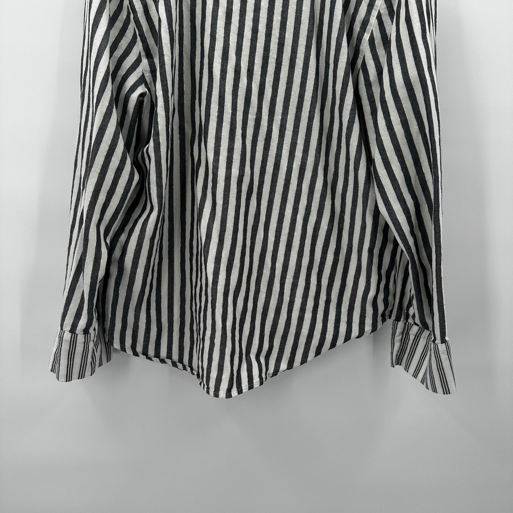 Victorias Secret Pajama Shirt Top Womens Medium White Gray Stripe Soft Button - Picture 6 of 12